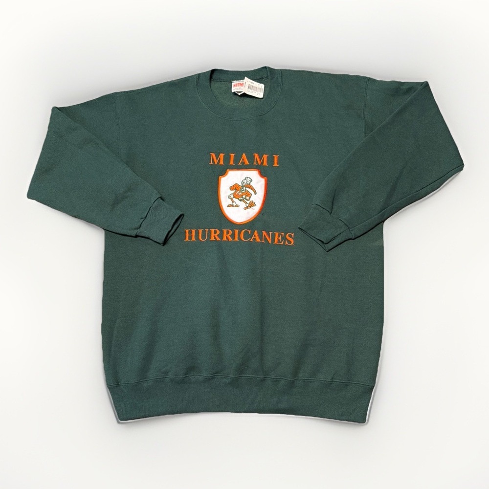Vintage 90s Miami‎ Hurricanes Nutmeg Crewneck Pullover Sweatshirt Made in USA XL
